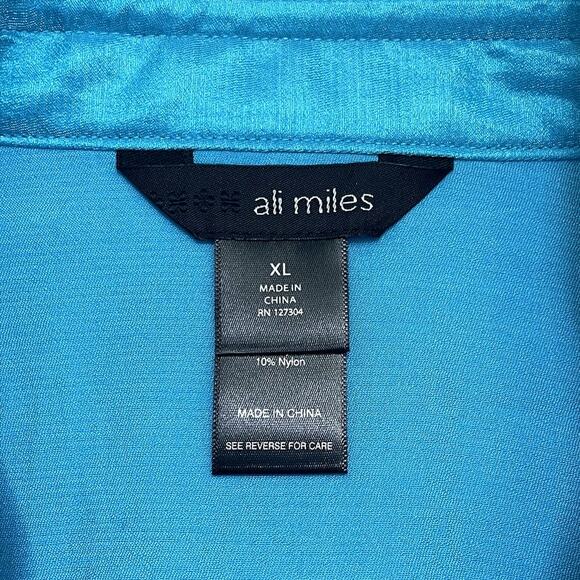 Ali Miles Woven Shimmer Stand Collar Button Front Tunic Top Size XL Artsy NEW - Picture 9 of 11